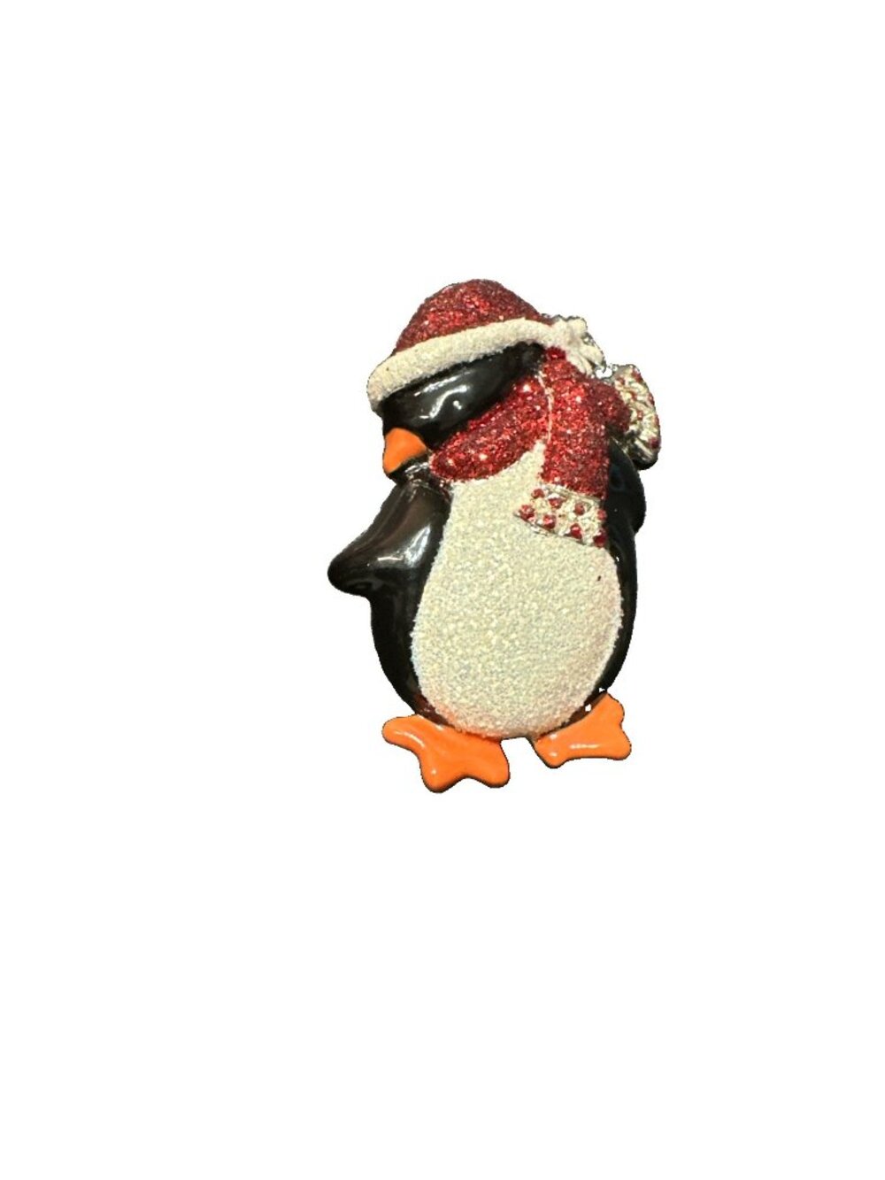 Vintage Danecraft Penguin Enamel Glitter Silver Tone Metal Pin Brooch